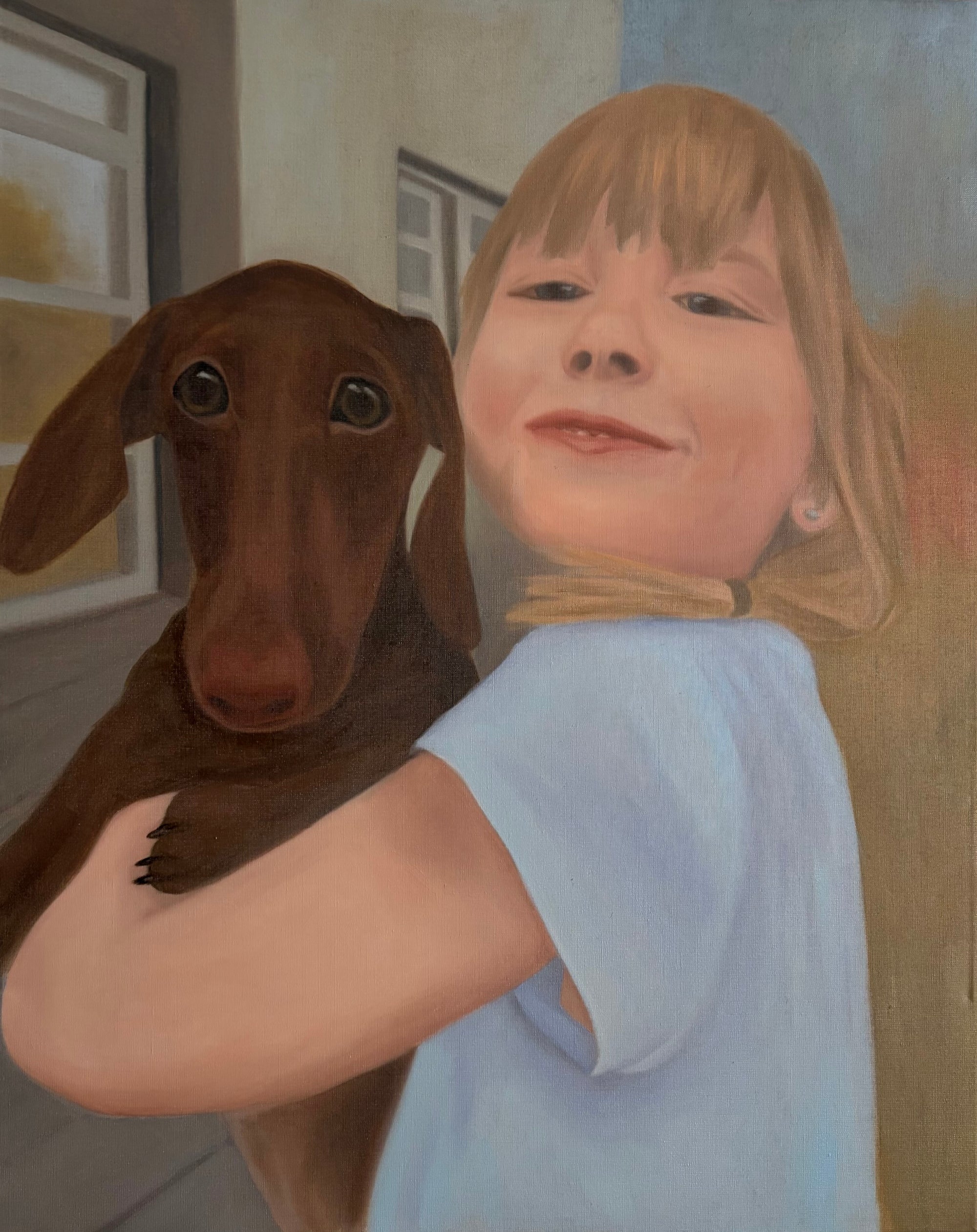 A girl with a dog